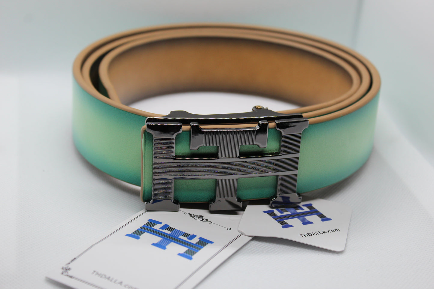 THDALLA reversible belt in green/tan